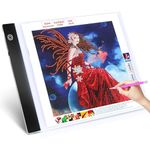 Guiseapue A4 Light Pad for Diamond Art Accessories, Light Board Tools Tracing Light Box, Adjustable Brightness Light Board Light Table for Painting Weeding Vinyl Stenciling,Tattoo,Sketching