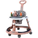 Kidsmate 360° Baby Walker for Boys & Girls | 6-24 Months | 7-Level Height Adjustment | Musical RGB Lights | Dual Tray for Food & Toys | Safe, BPA-Free & Comfortable Baby Walker (Radiant Pink)
