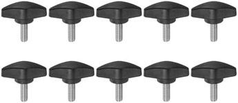 HARFINGTON 10pcs Tee Wing Knobs Thumb Screws M6 x 16mm Standard Male Thread Plastic T Knobs Handles Hand Clamping Knobs Grip Thumbscrew, Black