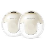 KISSBOBO K5 Electric Breast Pump, Wearable Electrical Pump, Hands Free 19 Levels 4 Modes, Leak-Proof Design, 280mmHg Strong Suction, Low Noise Breasts Pumps (Beige 2 pcs)