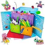 abeec Craft Chest – Arts and Crafts for Kids - Art & Craft Supplies - Craft Storage - Contains Pipe Cleaners for Craft, Glitter, Tissue Paper and Googley Eyes Crafts