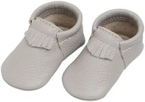 Freshly Picked First Pair City Leather Moccasins - Unisex Baby Shoes, Soft Sole, Crib Shoes Stone