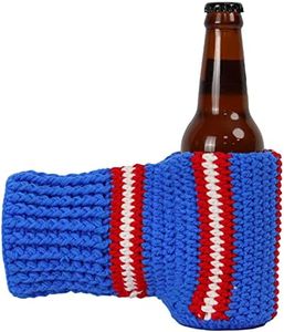 FunisFun Beer Mitten Gloves, Knit Stitched Drink Mitt Holder for White Elephant Gag Gift Tailgating Idea (Rangers-Blue)