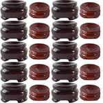 NSBELL 20PCS 2 Sizes Wooden Egg Stands Holders Displays Stand Ball Egg Base for Crystal Ball Sphere Globe Stone Decor Dark Red Color