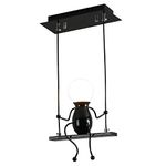 Creative LED Pendant Lighting Ceiling Modern Little People Pendant Light Fitting Adjustable Hanging Lights for Dining Room Iron Cartoon Doll Chandeliers Ceiling Lights 1×E27 Baking Paint (Black, One)