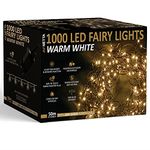 NETTA Christmas Tree Fairy Lights 1000 LED 50m Warm White with 8 Different Modes; for Outdoor & Indoor Use, Plug in Xmas Party Decorations - 1000 LED/ 50M Lit-Length