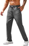 COOFANDY Men's Sweatpants Casual Lounge Cotton Pajama Yoga Pants Open Bottom Straight Leg Sweat Pants with Pockets Dark Grey