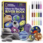 National Geographic Glow in The Dark Rock Painting Kit - Arts & Crafts Kit for Kids, Decorate 15 River Rocks with 15 Paint Colours & More Art Supplies, Kids Craft, Kids Art Kit, Kids Activity Kit