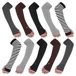 AoToZan 5 Pairs Women Arm Warmers with Thumb Hole Knitted Winter Arm Warmer Sleeves Long Fingerless Gloves Mittens