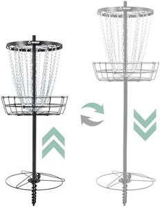 Patiassy Disc Golf Basket with 24/12 Heavy Duty Chains, Portable Disc Golf Target with Adjustable Height, Durable Practice Goal with Ground Stake for Backyard Outdoor