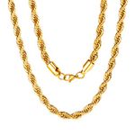 Stainless Steel Gold Rope Chain Necklace 6mm 22inch Twist Chain Jewelry Gift