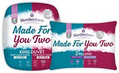 Slumberdown Made For You Two King Size Duvet - Dual 4.5 Tog Lightweight Summer Plus 10.5 Tog All Seasons 2-in-1 Quilt, 2 Medium/Firm Pillows - Soft Touch Cover, Machine Washable, Size (225cm x 220cm)