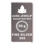 AURA Jewels - 999 Purity Silver Bar 50 Gram, Pure Silver Bar