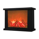 Fireplace Lanterns,Decorative Lanterns,Flameless Led Lantern, Battery Operated and USB Operated, 6 Hour Timer Included,Portable Fireplace Lantern-Indoor/Outdoor,(Black Rectangle)