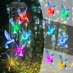 Qoosea Solar Wind Chimes Hummingbird Color Changing Lights Outdoor Waterproof LED Solar Wind Chimes Hanging Lights for Home Party Yard Garden Christmas Decoration