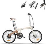 ADO AirCarbon Electric Bike Folding, 20" EBike for Adults, Ultra Light Weight 14.5 KG Electric Bicycle, Belt Drive/Bafang Motor/ECO and SPORT Mode/Anti-theft GPS/LCD/APP/Range Up To 100KM (Khaki)