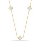 LeCalla 925 Sterling Silver BIS Hallmarked Gold Plated Mother of Pearl Station Necklace for Women and Girls