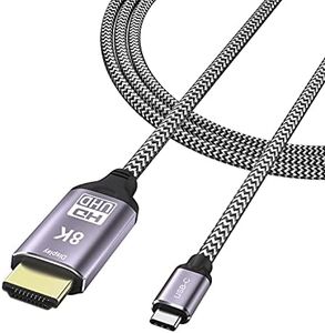 CABLEDECONN USB-C Cavo da USB3.1 a HDMI 8K 1.8m 7680x4320 8K@30Hz 4K@120Hz UHD HDR 48Gbps Thunderbolt 3 compatibile per HDTV proiettori e monitor