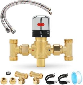 Adjustable Temperature Hot Water Recirculating Valve for Instant Hot Water Recirculating System, 68~140°F Thermal Bypass Valve Recirculating Valve for Kitchen Sink Fauce - Replace Old Plastic Valves