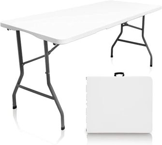 RADDZY 5.91 Ft HDPE Folding Table (180 x 70 x 74 cm) | Portable Fold-in-Half Utility Table with Metal Frame | 100kg Load Capacity | Indoor & Outdoor Camping, Picnic & Garden Table