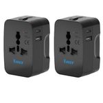 OREI Universal Travel Adapter with Type C - 3 in 1 International Travel Adapter - Universal Charger with 1 USB-A, 1 USB-C (2.4A Each) and Universal Output Socket – CE & FCC Certified – 2 Pack