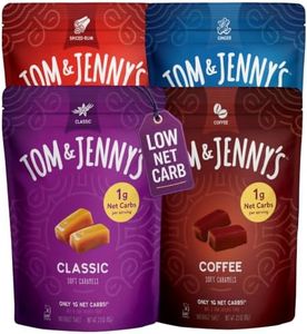 Tom & Jenny's Sugar Free Candy (Soft Caramel) with Sea Salt and Vanilla - Low Net Carb Keto Candy - with Allulose and Maltitol - (Flavor Variety Pack, 4-pack)