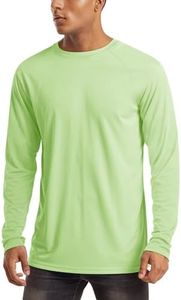 MAGCOMSEN Quick Dry Shirts for Men UPF 50 Long Sleeve UV Protection Athletic T-Shirt Rash Guard Hiking UV Shirts Light Green