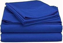 American Linen Hotel Luxury Bed Sheets Royal Blue Solid 1000 Thread Count 6 PCs King Bed Sheet Set 100% Egyptian Cotton, Sateen Solid, 16 Inches Deep Pocket