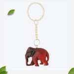 RDK® Hancrafted Original Red Sandalwood Down Trunk Elephant Engraved Keyring Key Ring Chain Lal Chandan Handmade Keys Hanger Keychain - 1 Inch (Pack of 2)