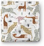 Aenne Baby Safari Animals Muslin Swaddle Blanket Gender Neutral Travel, Large 120 x 120 cm, 1 Pack, Baby shower Gifts, Luxurious Soft and Silky Bamboo Cotton, Nursing Cover, Wrap, Stroller Cover Giraffe, Cheetah, Lion