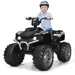 GYMAX Kids Electric Quad Bike, Children Ride On ATV with Bluetooth, Lights, Music, Horn, High/Low Speeds and Slow Start, 12 V Battery Powered Toy Car for 3-7 Years Boys Girls (Black)