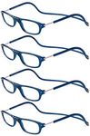 TBOC Reading Glasses Eyeglasses Eyewear - [Pack 4 Units] Blue Frame +2.50 Optical Power Magnetic Adjustable Neck Hanging Presbyopia Eye Strain Vision Lenses Men Women Prescription