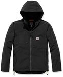 Carhartt Men's Rain Defender Relaxed Fit Midweight Softshell Hooded Jacket, Black, Large