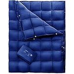 KingCamp Down Camping Blanket - Packable Lightweight Travel Blanket for Cold Weather Backpacking, Compact & Water Resistant & Warm Airplane Quilt 69x53 Navy