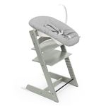 Stokke Tripp Trapp Chair (Glacier Green) with Newborn Set (Grey) - Cosy, Safe & Simple to Use - for Newborns Up to 20 lbs