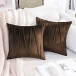 Khooti Velvet Cushion Cover Pack of 3-16" x 16" / 41 x 41 cm - Brown - Soft Pillow Covers Cushion Case for Sofa Bedroom Livingroom Chair Car, Cushion Cover with Random Zig Zag Pattern