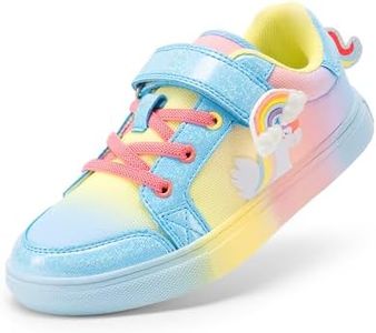 DREAM PAIRS Girls Shoes Toddler Sneakers Rainbow Storybook Casual School Walking Footwear for Toddler/Little Kids,Size 12 Little Kid,Rainbow/Blue,SDFS2308K