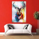 Inephos Framed Canvas Painting - Beautiful Swamp Deer Wall Painting for Living Room, Bedroom, Office, Hotels, Drawing Room, Wooden, 120cm X 75cm, 20_0020LF