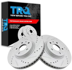 TRQ Front Disc Brake Rotor Performance Drilled Slotted G-Coated Pair