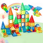 ToyDen Magnetic Tiles - for Kids Educational Magnetic Building Tiles and Blocks, Open-Ended Creative Learning Educational Toy (Multi, 3 Years) (110 Tiles)