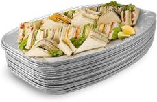 MATANA - 20 Large Aluminium Foil Platter Serving Party Catering Trays - 35x26cm / 14" - Oven & Freezer Safe Buffet Trays - Recyclable, Reusable or Disposable Platters for Party Food