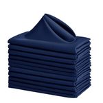 XWZO Cloth Napkins 12 Pack 18x18 inches, Washable and Reusable Table Napkins Ideal for Wedding, Party, Hotel, Events and Home Use, Navy Blue