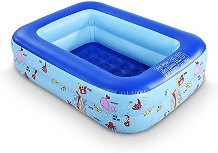 Inflatable Family Swim Center Pool with Inflatable Soft Floor, Ocean World Kids Swimming Pool (Blue 45 in)…