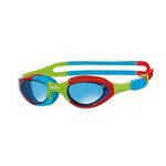 Zoggs Super Seal Kids Swimming Goggles, UV Protection Swim Goggles, Quick Adjust Split Yoke Comfort Strap, Fog Free Clear Swim Goggle Lenses, Goggles kids 6-14 years,Red / Blue Green / Tint