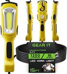 GEARit LED Work Light (15 feet) 1200 Lumen COB LED - 16 Gauge SJTW Indoor/Outdoor NEMA 5-15R Extension Cord - Handheld, Rotating Hanger, Magnetic Base for Auto Mechanic and Construction - 15ft