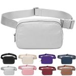 Bomvabe 1L Mini Belt Bag for Women, Crossbody Fanny Pack for Women with Adjustable Strap 32" to 51", Small Waist Bag with 2 Zippered Pockets for Travel Sport Running Cycling Hiking, Grey