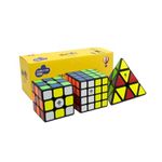 Cubelelo Drift 3x3, 4x4 & Pyraminx Black Gift Box | Speedcube Combo Set for Kids & Adults | Smooth & Durable Puzzle Cubes | Ideal Gift for Cubers