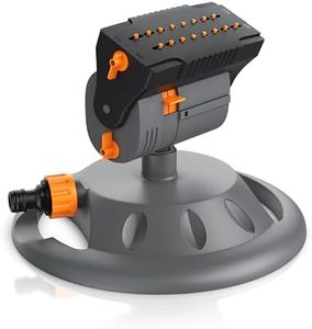 Brandson - Gartensprinkler 3/4 Zoll mit Standfuß - Garten Rasensprenger 16 Düsen - Oszillation-Funktion – Einstellbarer Sprühwinkel kleine Fläche große Flächen – Inkl Adapter 1/2 Zoll