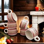 MITHILA HANDICRAFTS Stag Red Ceramic Tea Cups Set of 6 Mugs for Coffee/Hot & Cold/Tea Cup | Ideal Gifts for Birthday, Anniversary, Family & Friend (Multi)