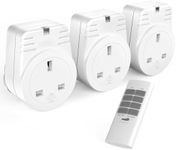 TOUCHXEL Remote Control Plug Sockets UK 3120 Watt 3 Outlets 1 Remote Wireless Remote Control Sockets Electrical Plug Outlet Switch, Household Appliances, Operating Range Up To 30 Meter /100 Foot,White